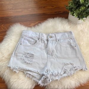 Pacsun Bullhead High Rise Distressed White Denim Shorts